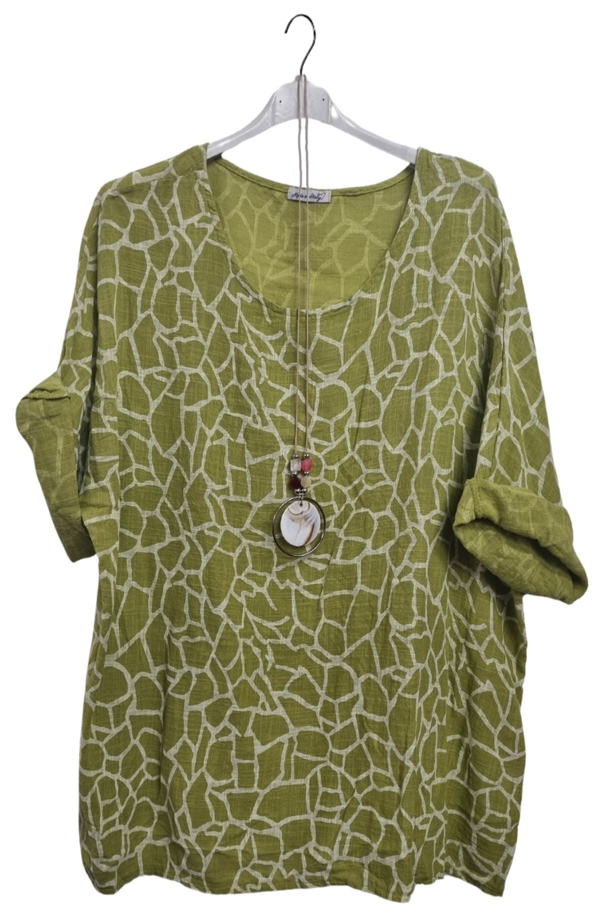 Giraffe Print Necklace Cotton Top