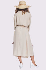 Plain Elastic Cuff Sleeve Dress