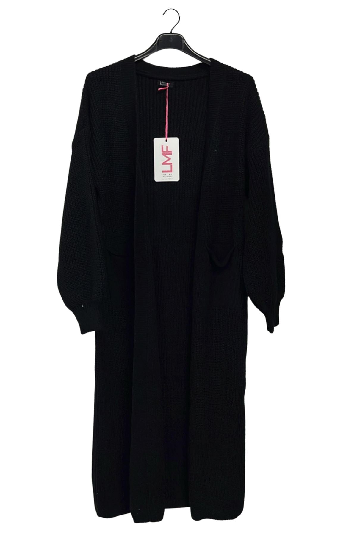 Plain Rib Knit Longline Cardigan