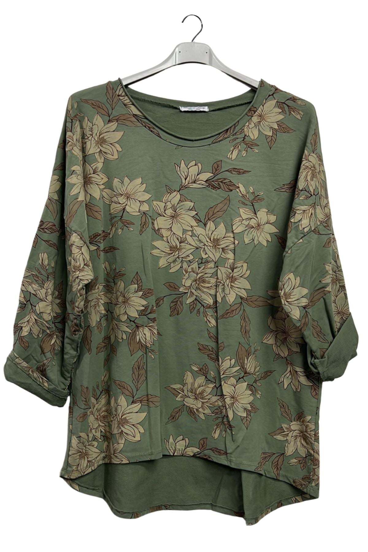 Floral Print High Low Hem Cotton Top