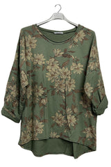 Floral Print High Low Hem Cotton Top