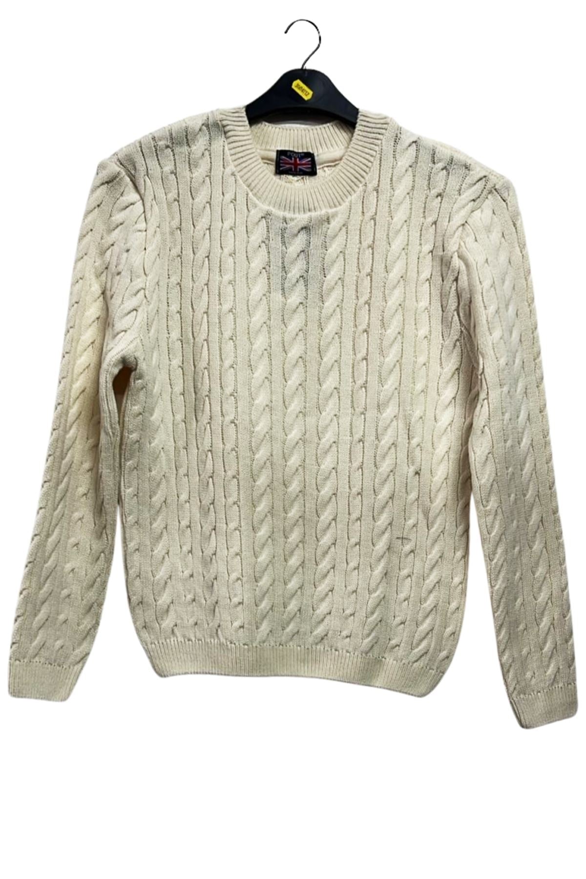 Cable Knit Textured Ribbed Cuffs Tunic Jumper