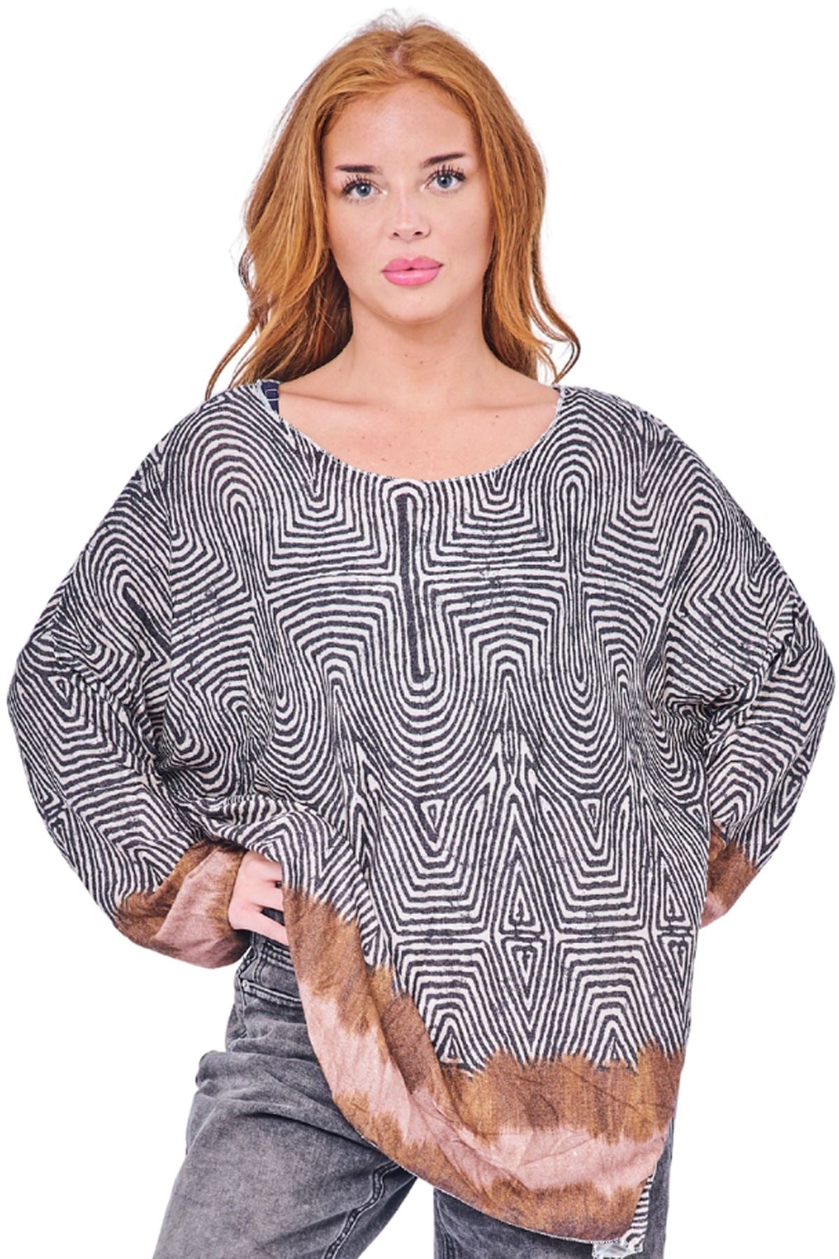 wholesale geometric print tunic top
