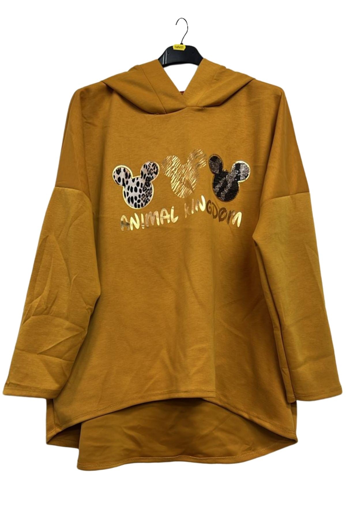 Mickey Mouse Print High Low Hem Hoodie