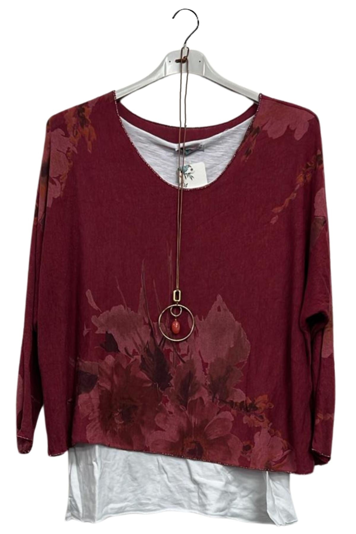 floral layered hem womens cotton top wholesale