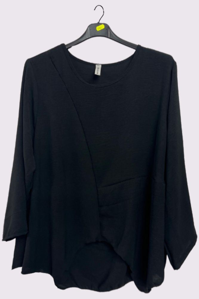 Plain Asymmetrical Oversized Top