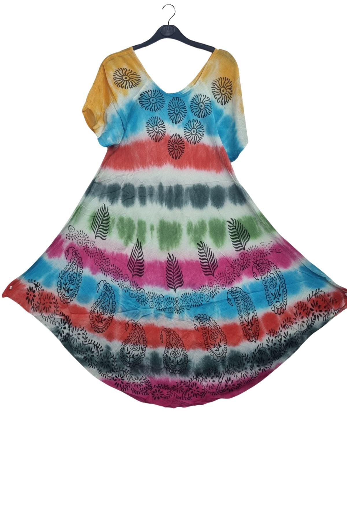 Tie Dye Paisley Leaf Pattern Dress