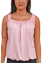 Plain Elasticated Gather Vest Top