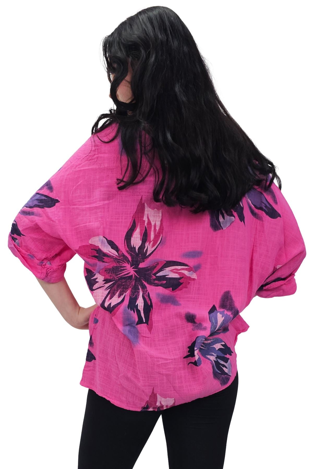 Floral Print Tunic Necklace Cotton Top