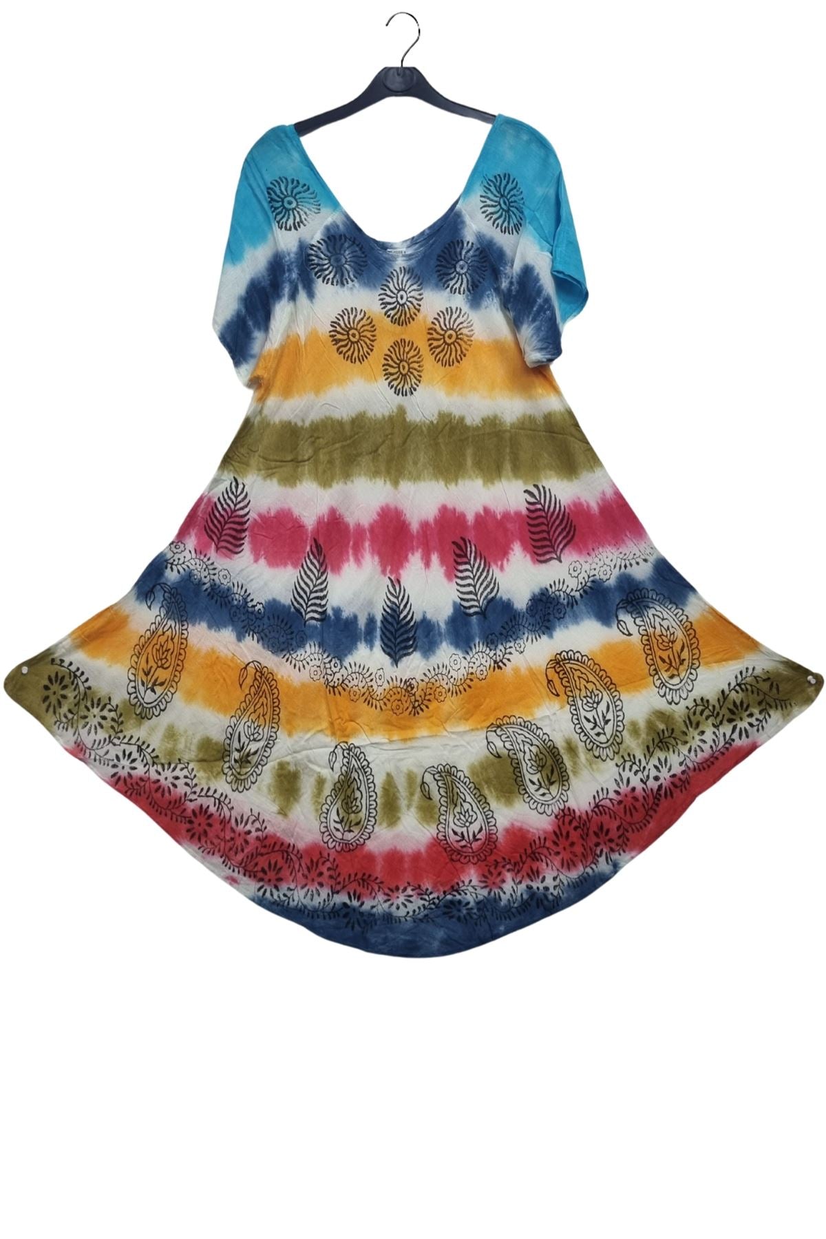 Tie Dye Paisley Leaf Pattern Dress