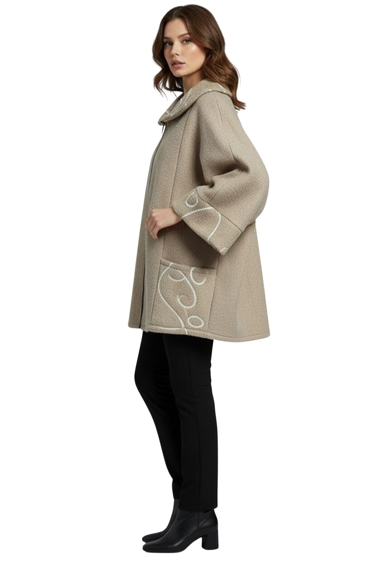 Abstract Swirl Pattern Front Zip Up Jacket