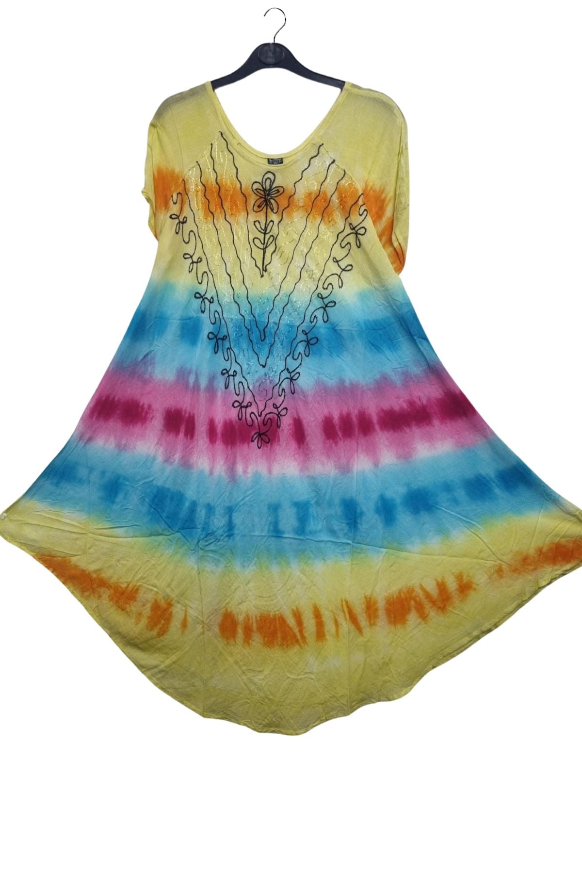 Horizontal Rainbow Tie Dye Pattern Dress