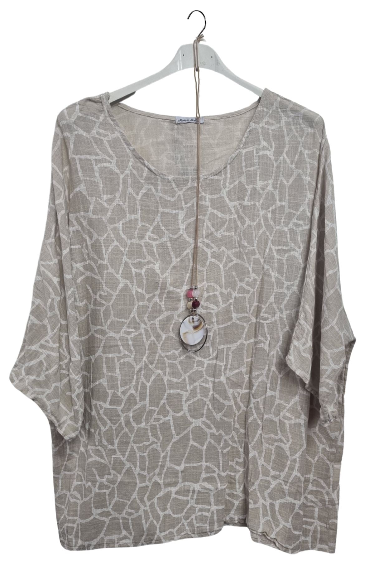 Giraffe Print Necklace Cotton Top