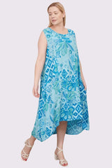 Stylish Aztec Floral Print Dress with Handy Pockets
