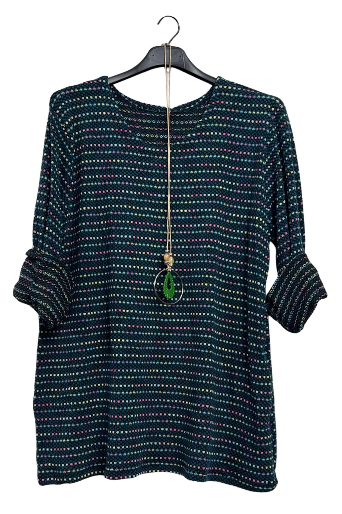 Multicoloured Horizontal Stripes Tunic Top