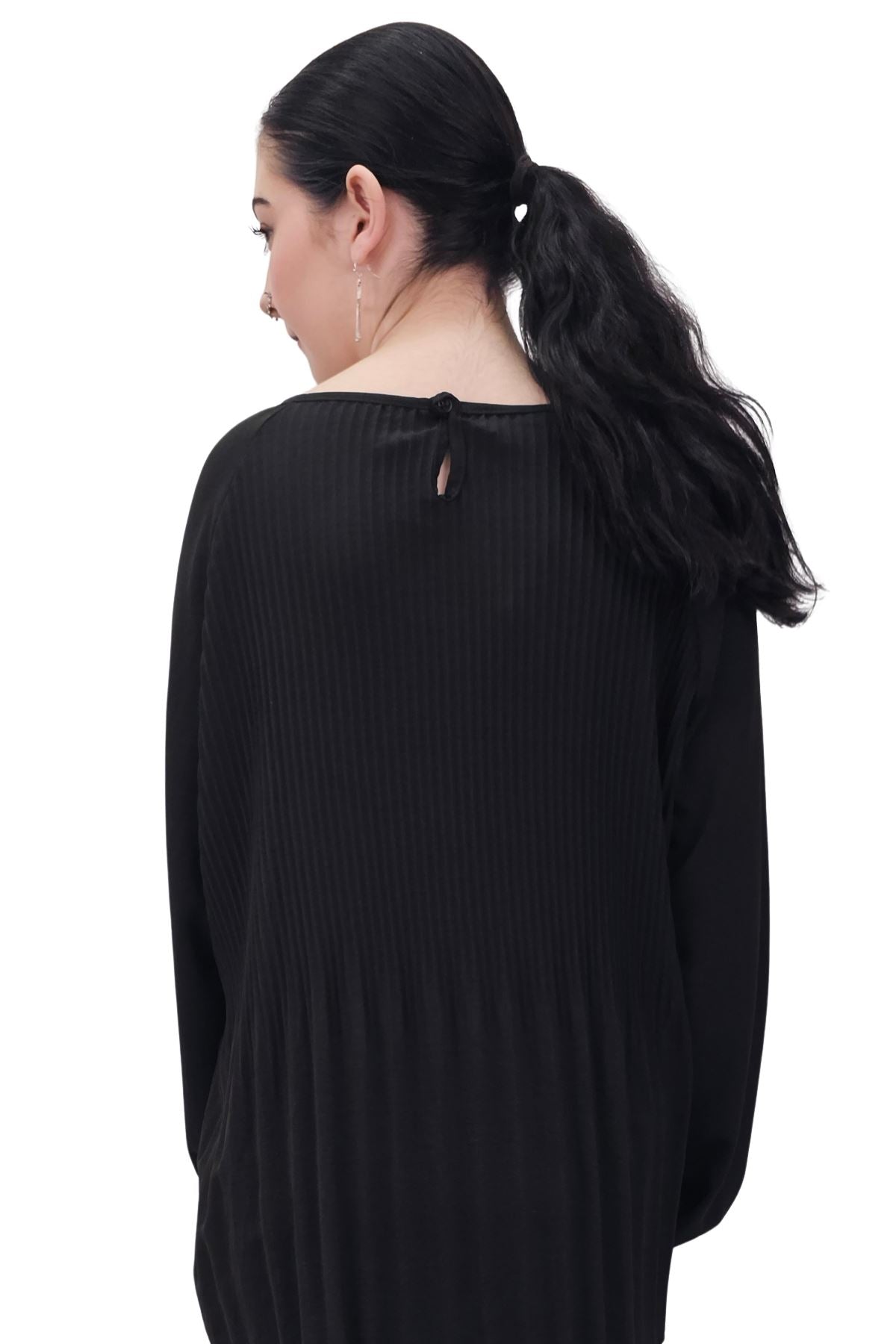 Plain Pleated Elastic Cuff Top