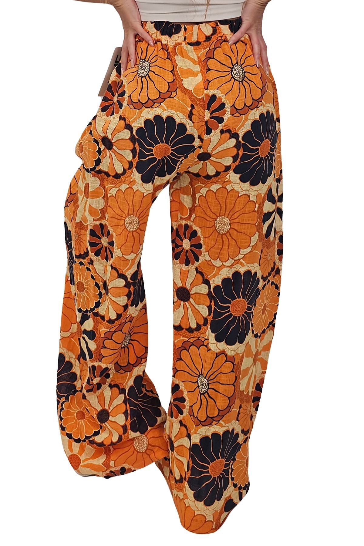 Floral Print Wide Leg Cotton Palazzo