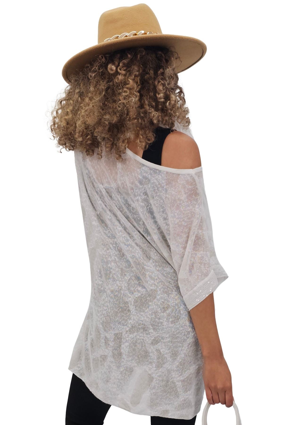 Giraffe Print Sequin Detail Hem With Scarf Box Top
