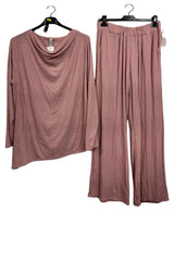 Subtle Ribbed Texture Tunic Top Elasticated Waistband Co-Ord Set
