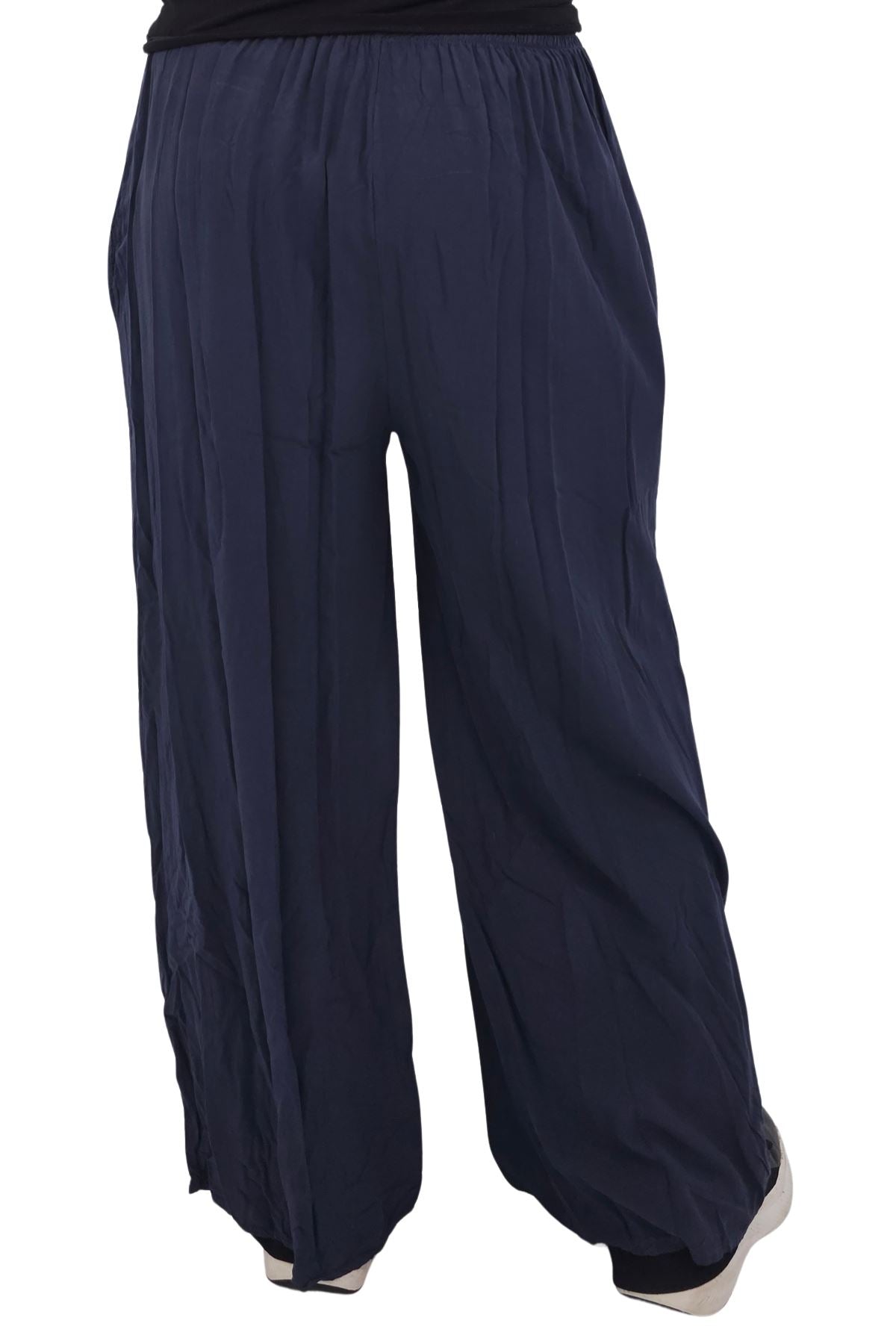 Plain Elasticated Waistband Wide Leg Palazzo
