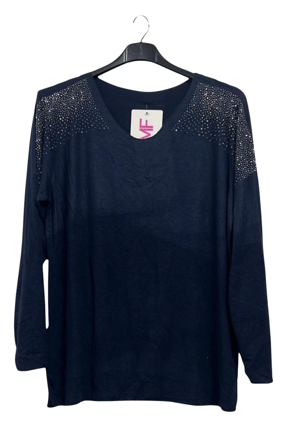Plain Rhinestone Stud Detail Top