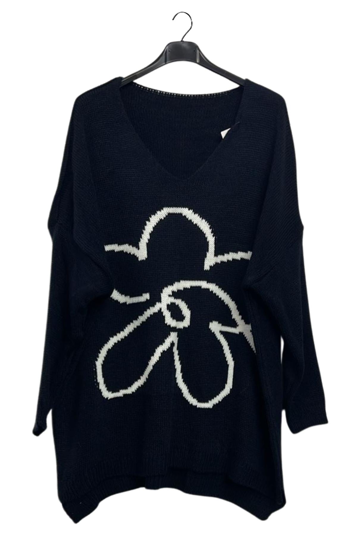 abstract floral pattern jumper