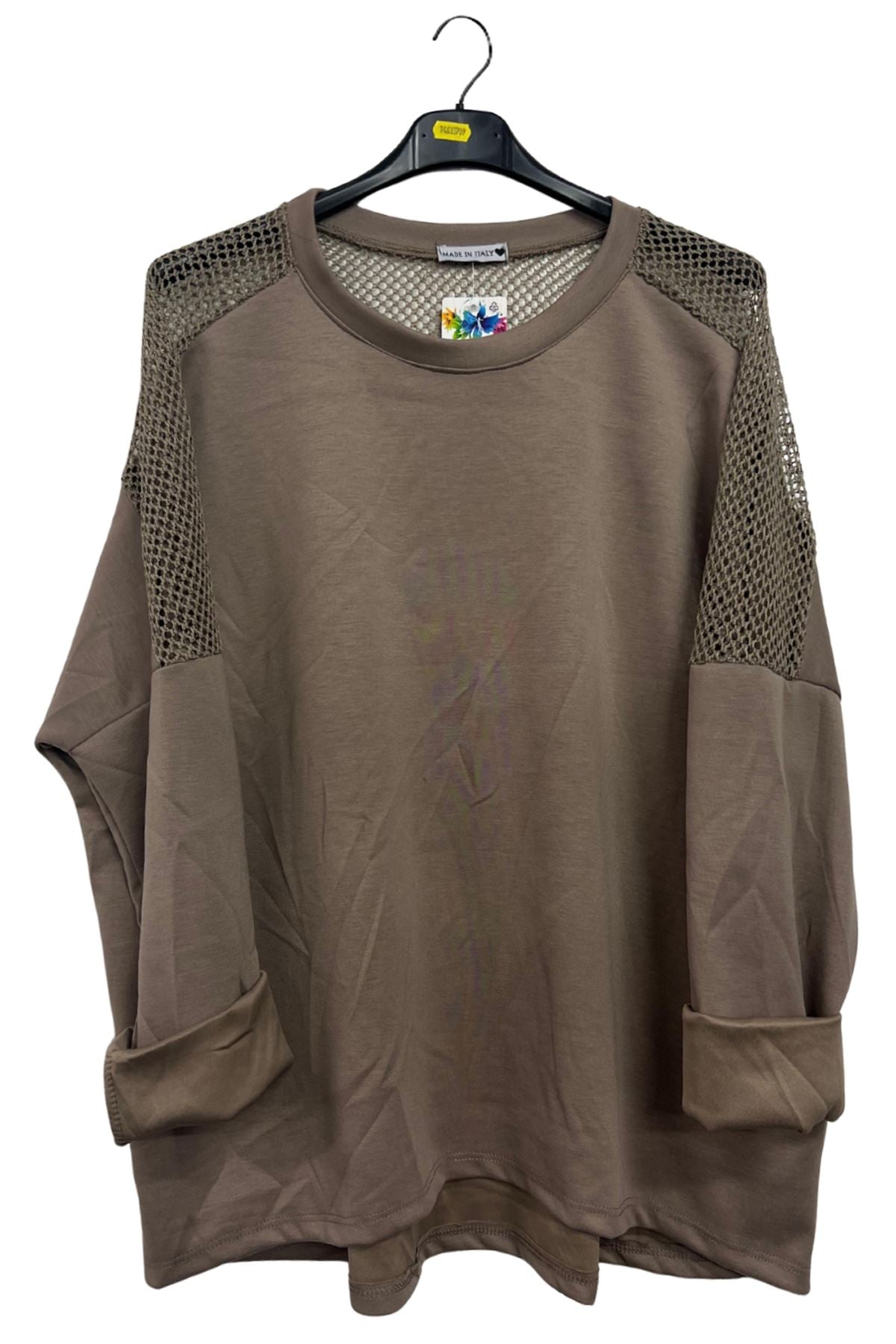 Plain Mesh-Textured Oversized Top