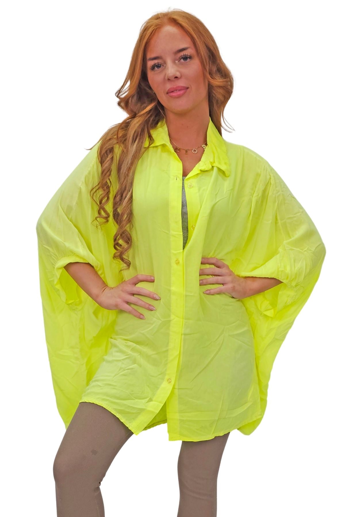 Plain Down Shoulders Button Up Shirt