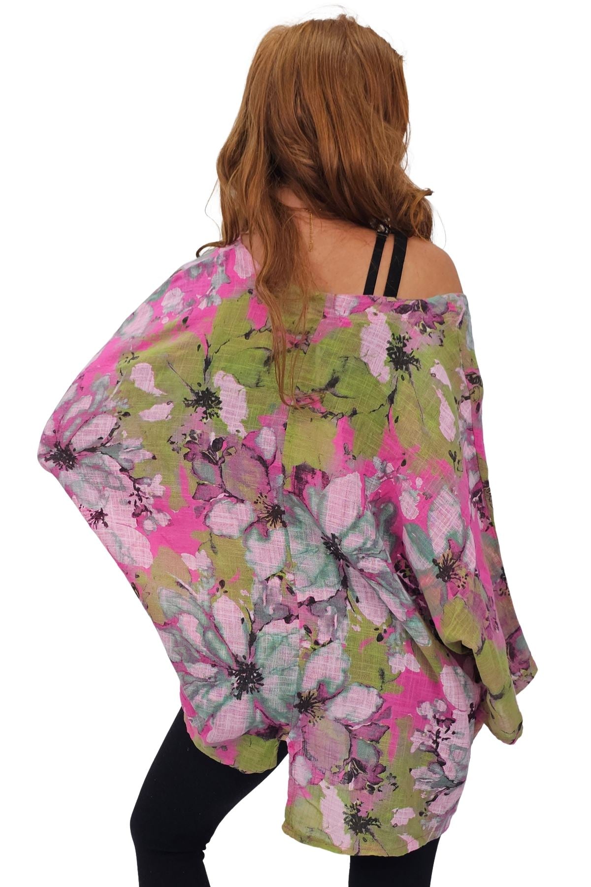Floral Print Oversized Pocket Tunic Cotton Top