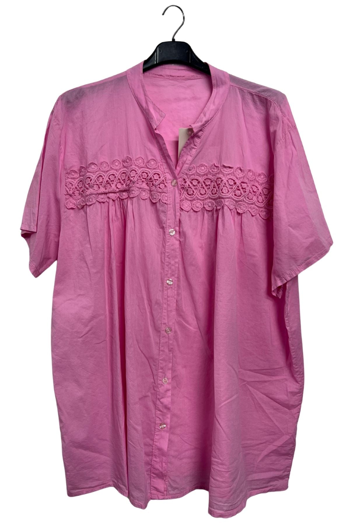 Plain Lace Detailing Cotton Shirt