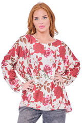 Rose Flower Print Soft Knit Top