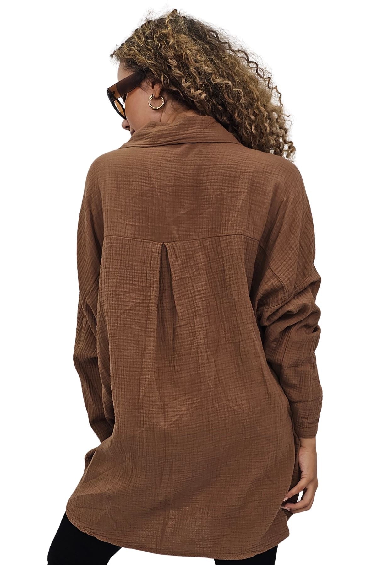 Plain Button Up Pocket Cotton Shirt