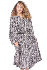 All-Over Leopards Print Button-Front Dress
