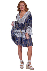 Geometric Floral-like Pattern Bohemian Resort Style Dress