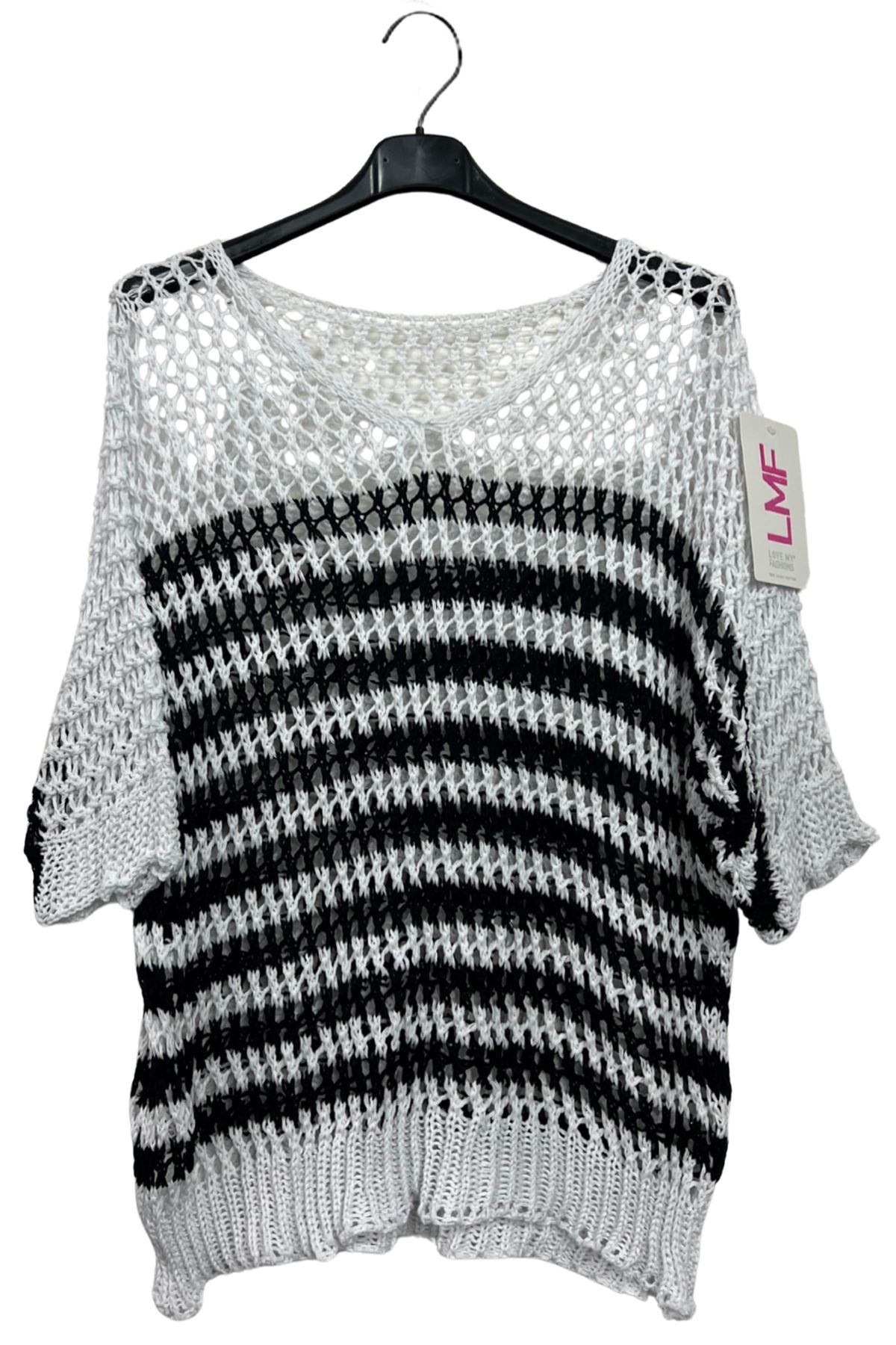 Horizontal Stripe Pattern Tunic Cotton Top