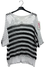 Horizontal Stripe Pattern Tunic Cotton Top
