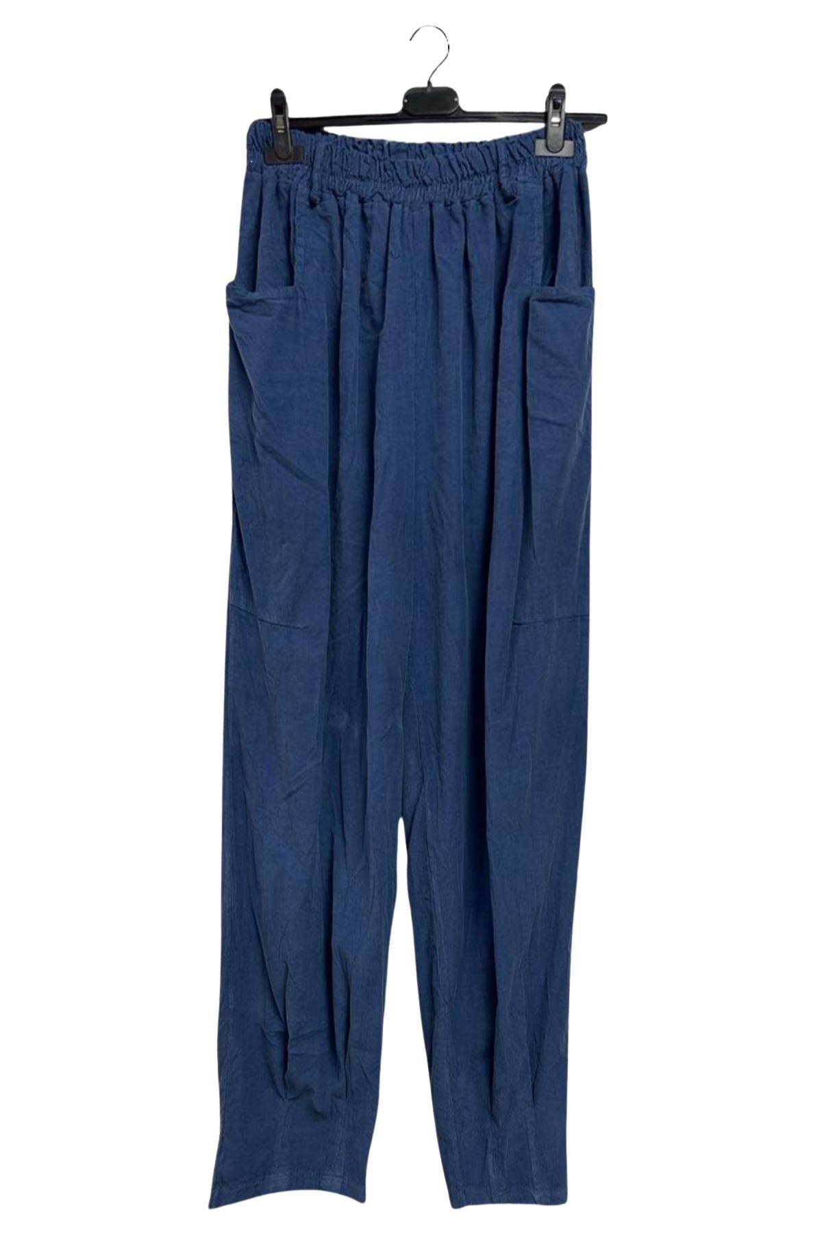 Plain Elasticated Waistband Front Two Pockets Cotton Trousers