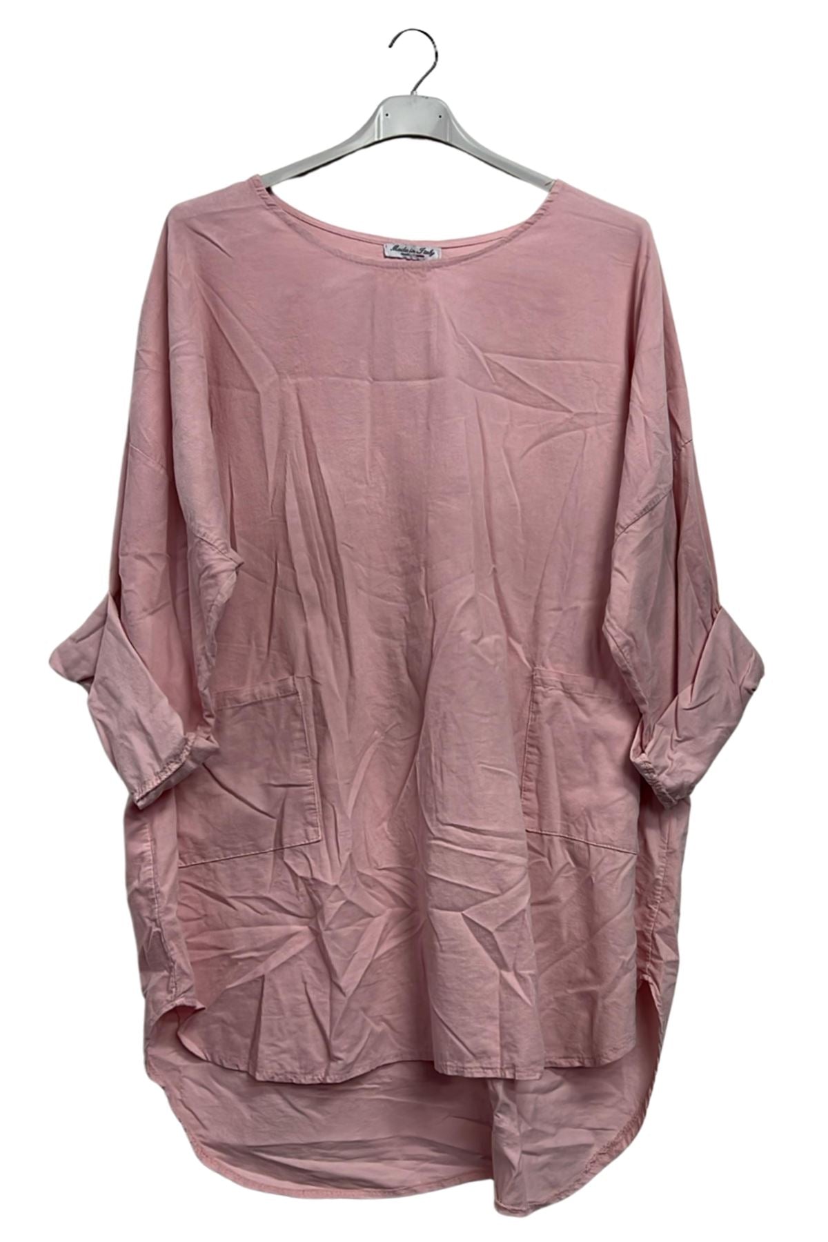 Plain Rounded Edges High Low Hem Cotton Top