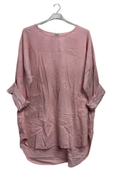 Plain Rounded Edges High Low Hem Cotton Top
