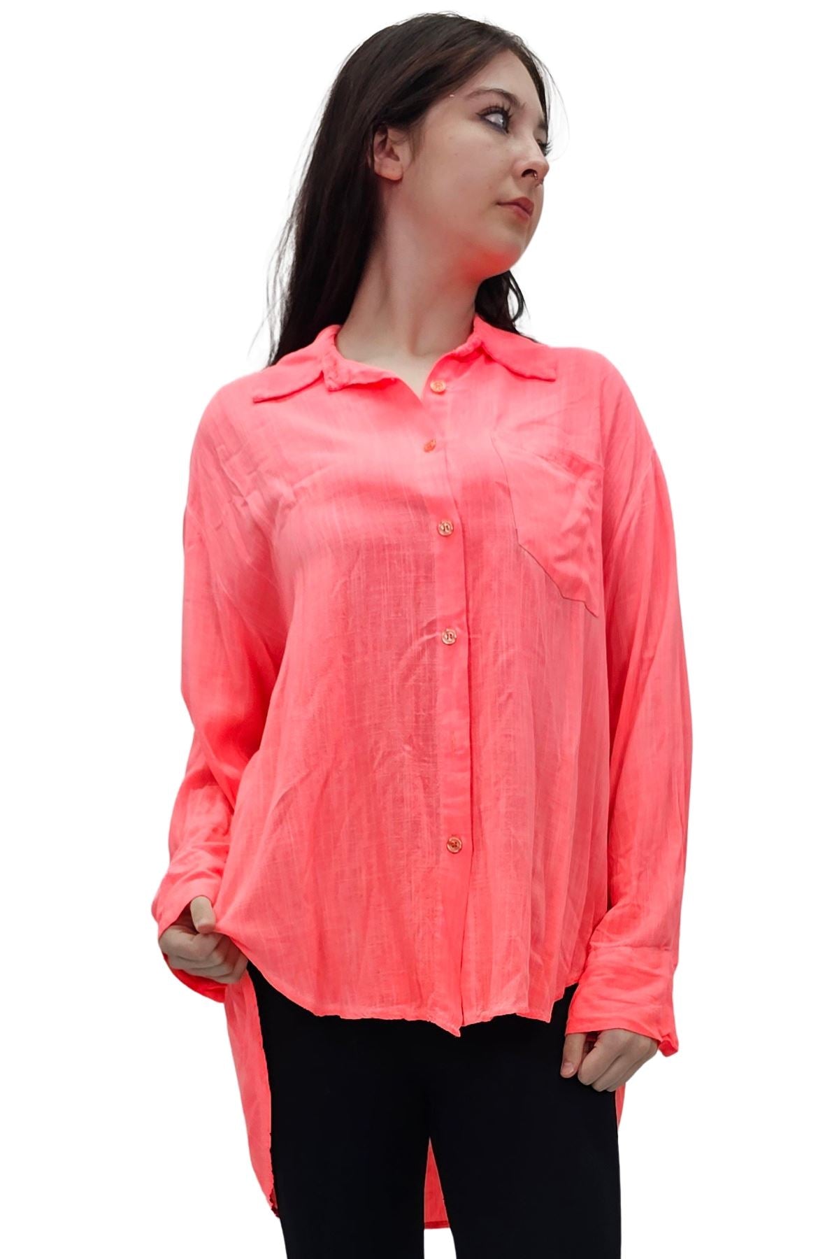 Plain Button-Down Front Shirt