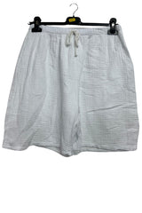 Plain Drawstring Waist Side Pockets Cotton Shorts