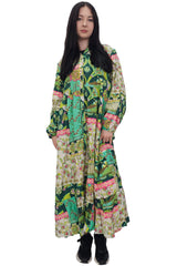 Floral Print Oversized Front Button Up Cotton Dress
