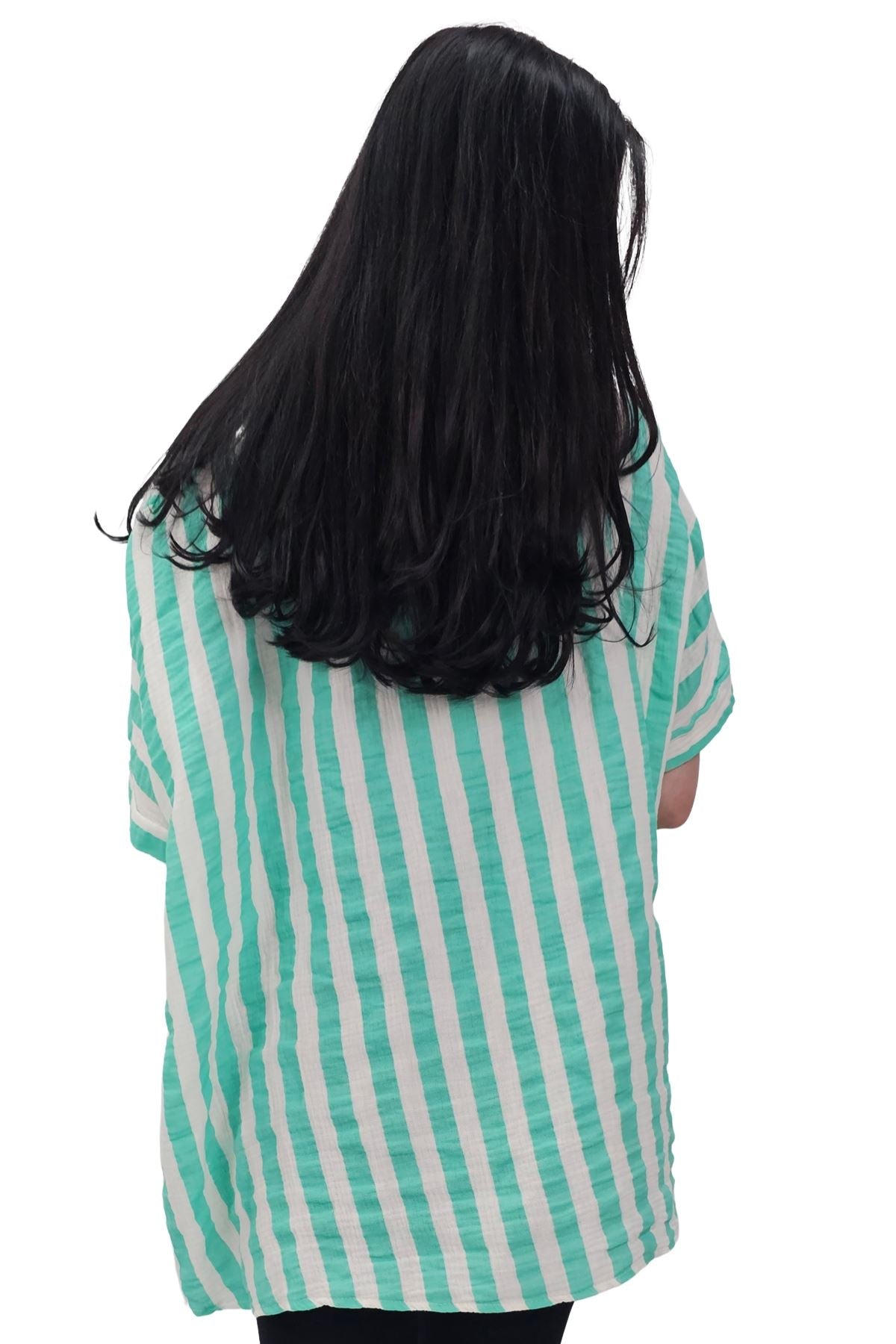 Vertical Stripes Print Front Button Down Cotton Shirt