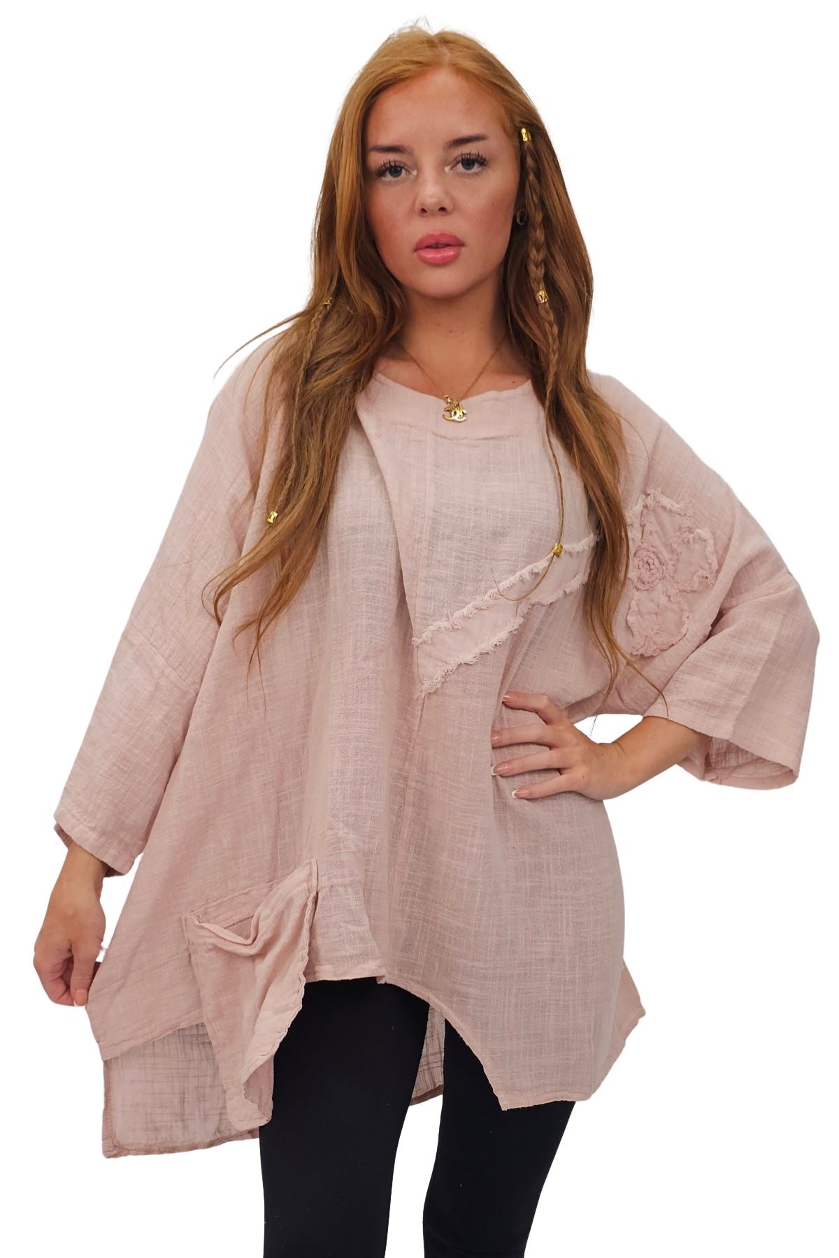 Plain Front Patch Pockets Cotton Top