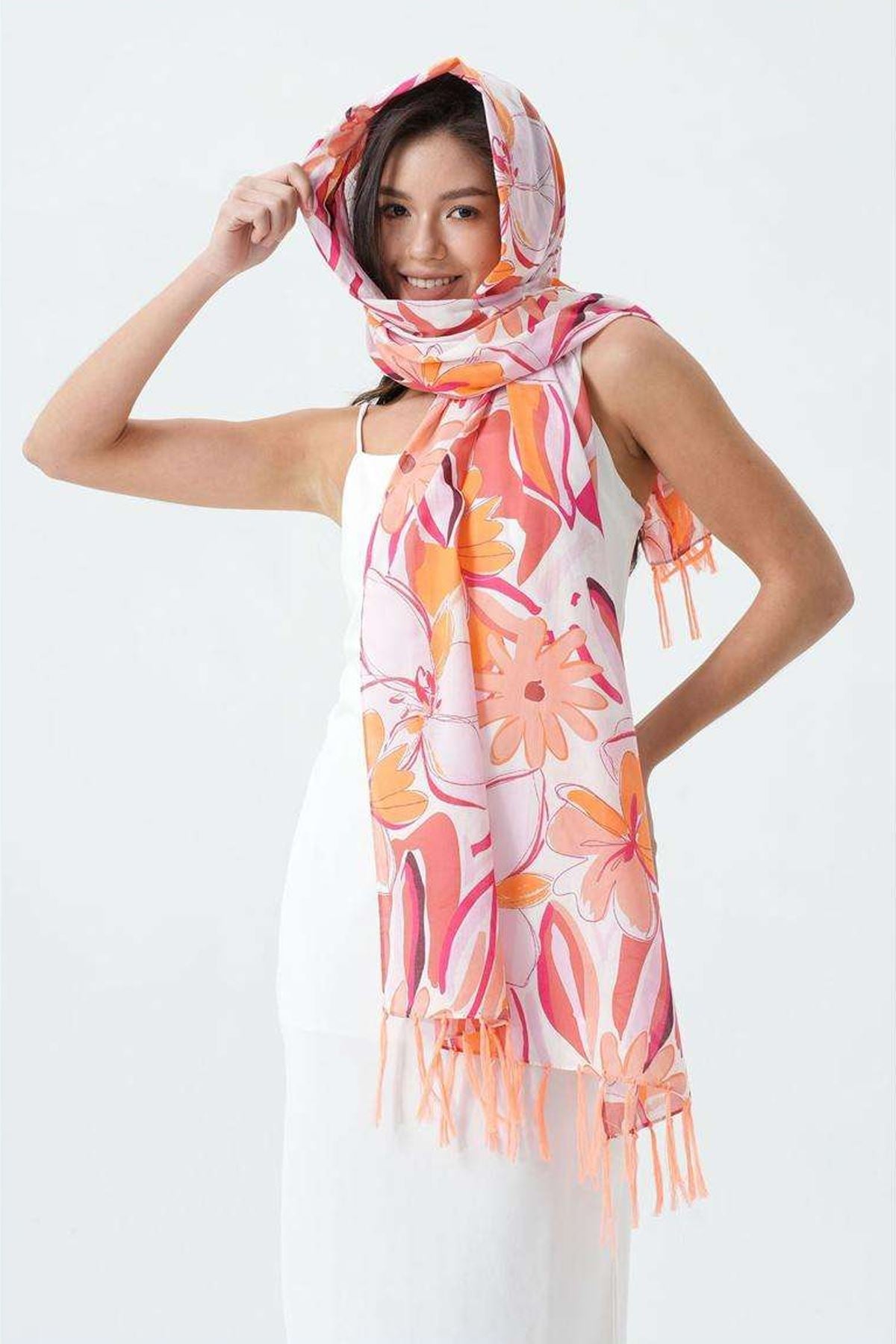 Floral Print Tassel Scarves