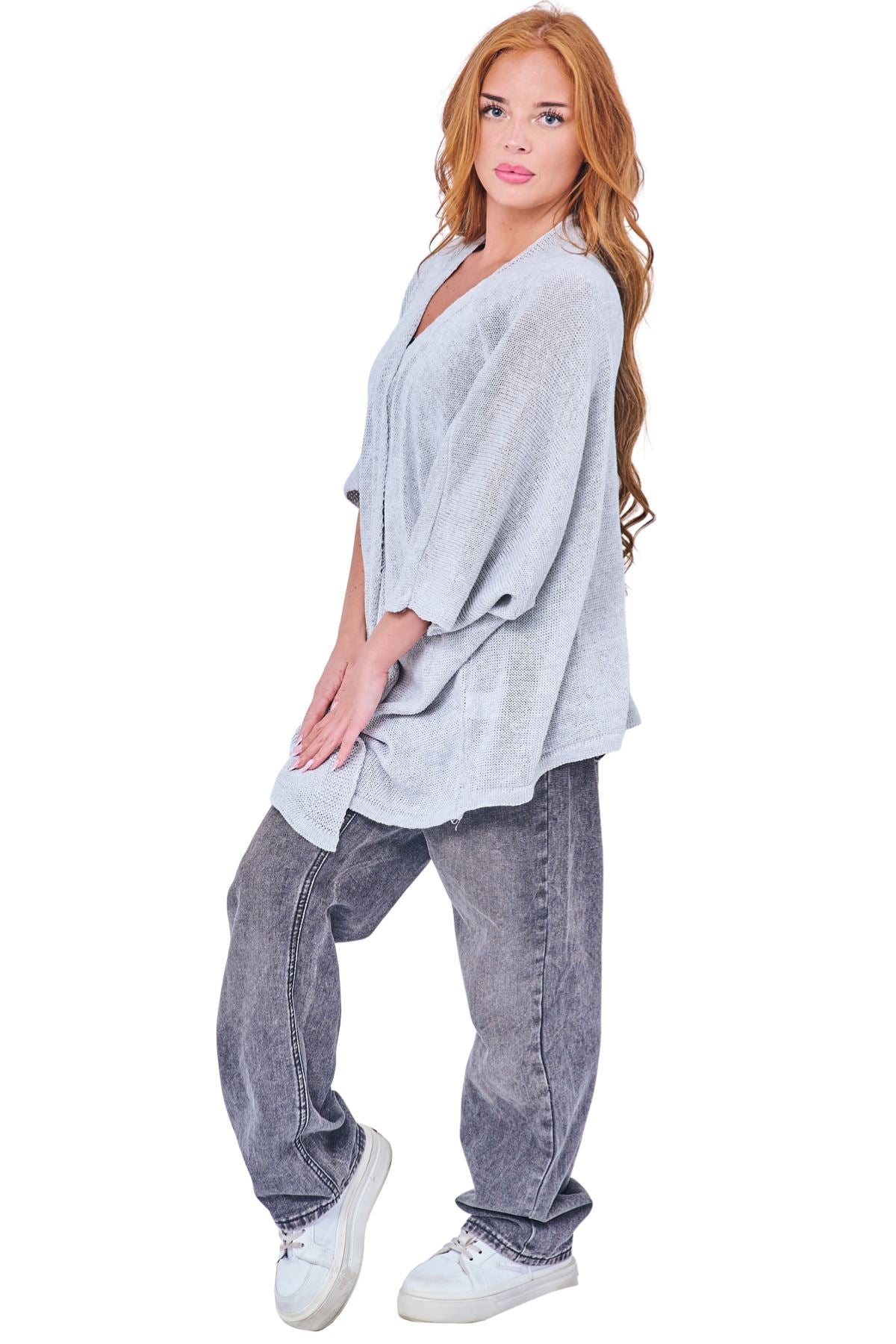 Plain Knitted Drape Cotton Cardigan