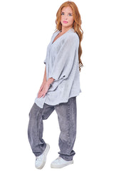 Plain Knitted Drape Cotton Cardigan