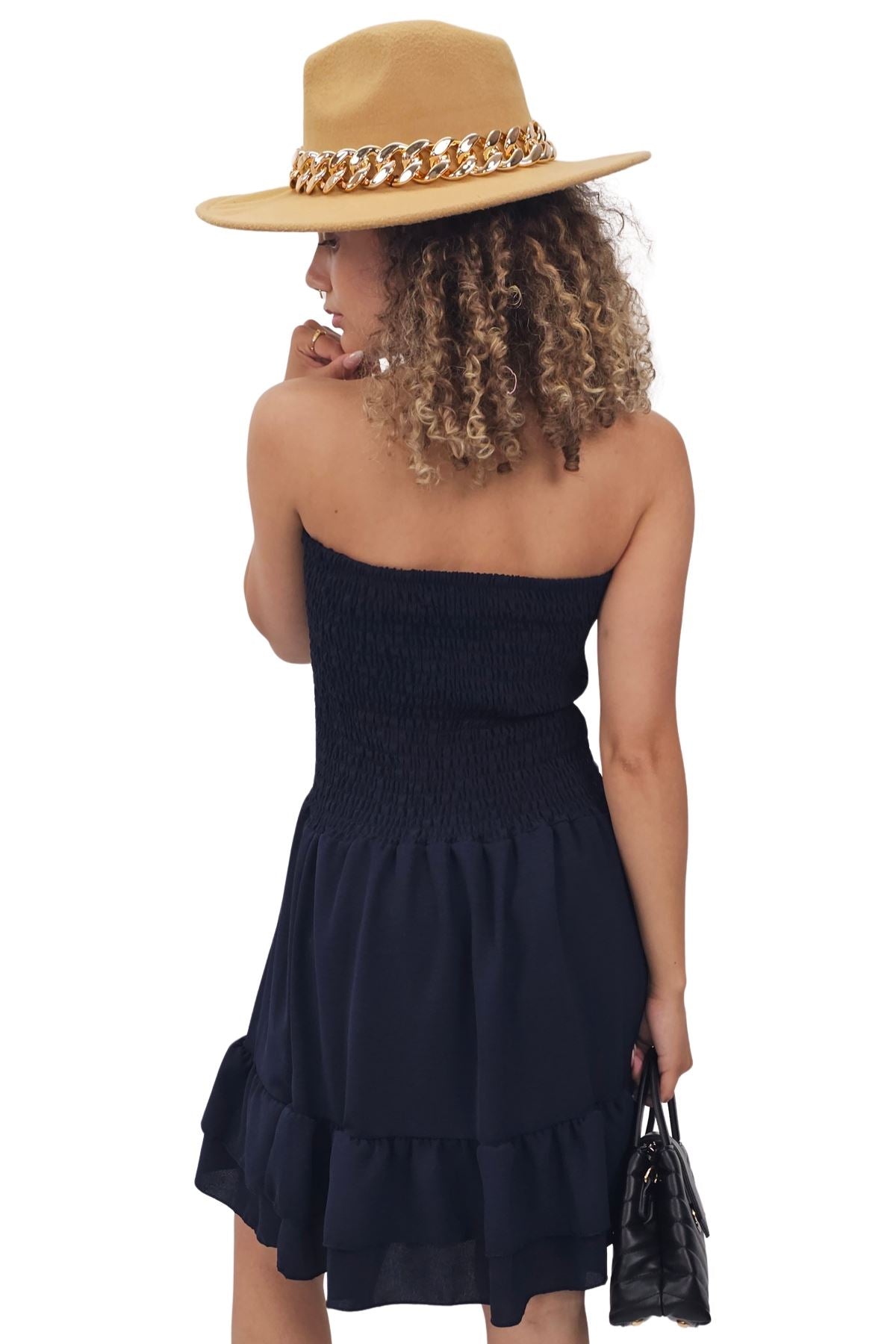 Plain Bandeau Shirred Playsuit