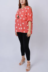 Daisy Flower Print Necklace Cotton Top