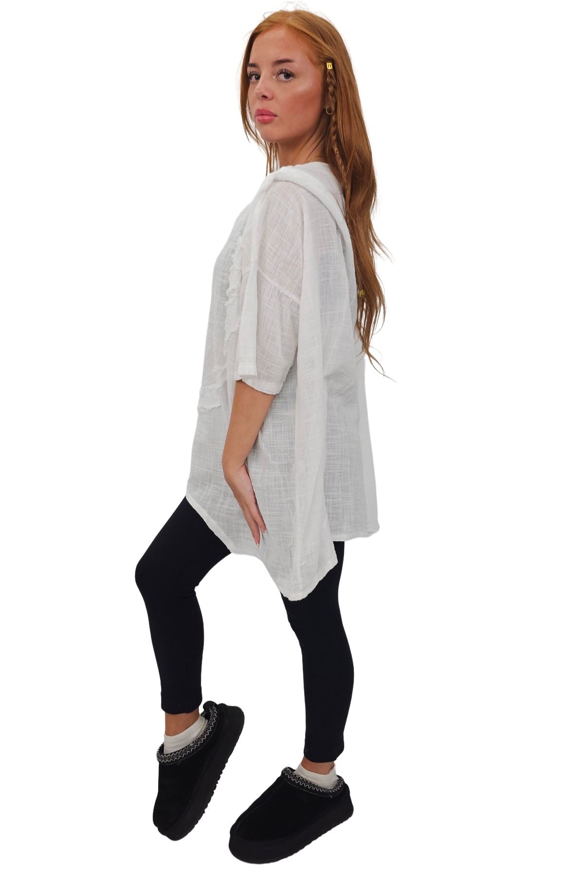 Plain Front Patch Pockets Cotton Top